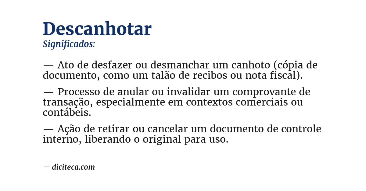 Significado de descanhotar