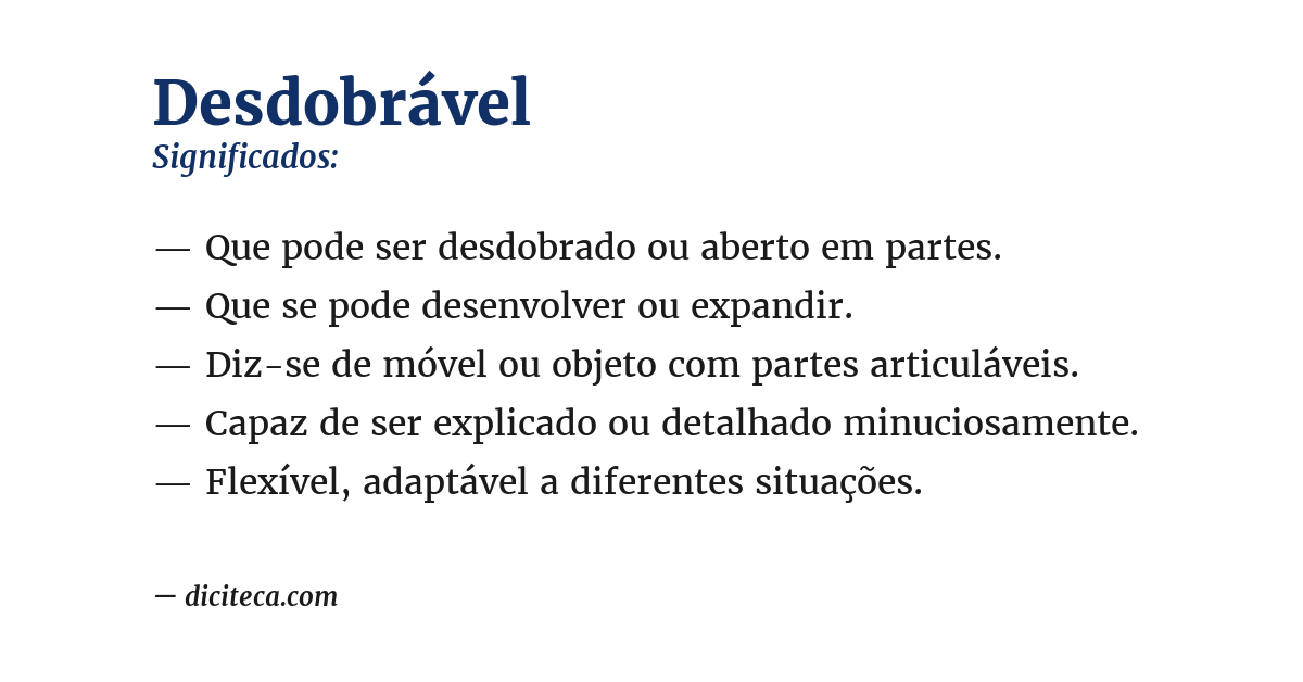 Significado de desdobrável