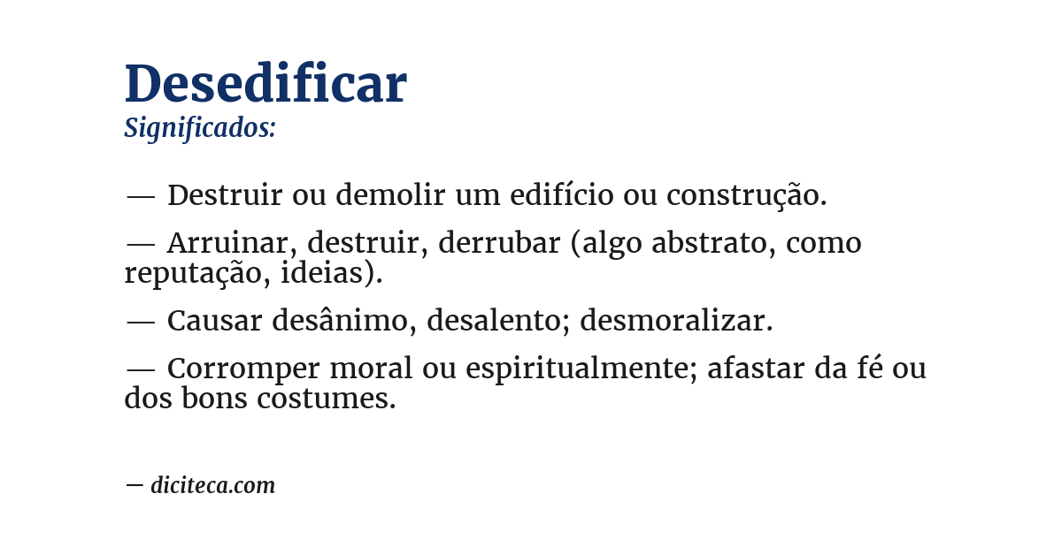 Significado de desedificar