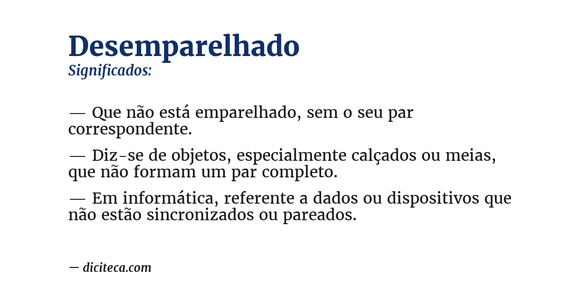 Significado de desemparelhado