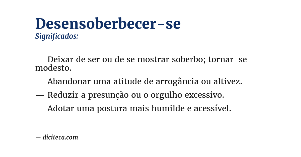 Significado de desensoberbecer-se