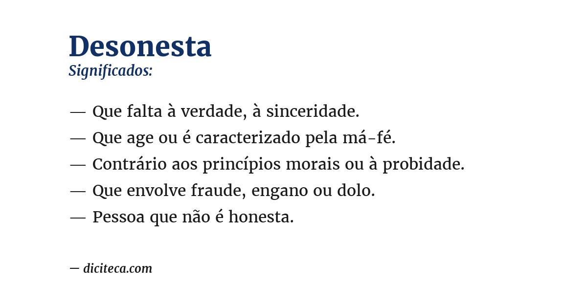 Significado de desonesta