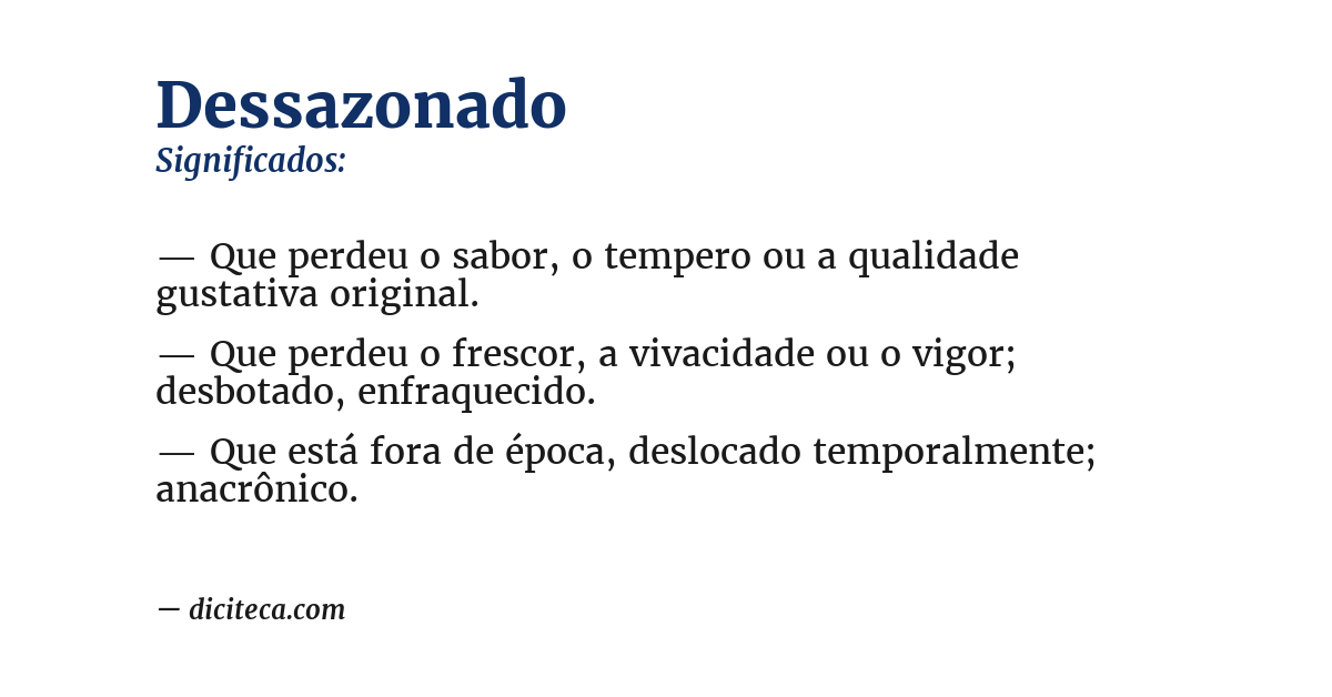 Significado de dessazonado