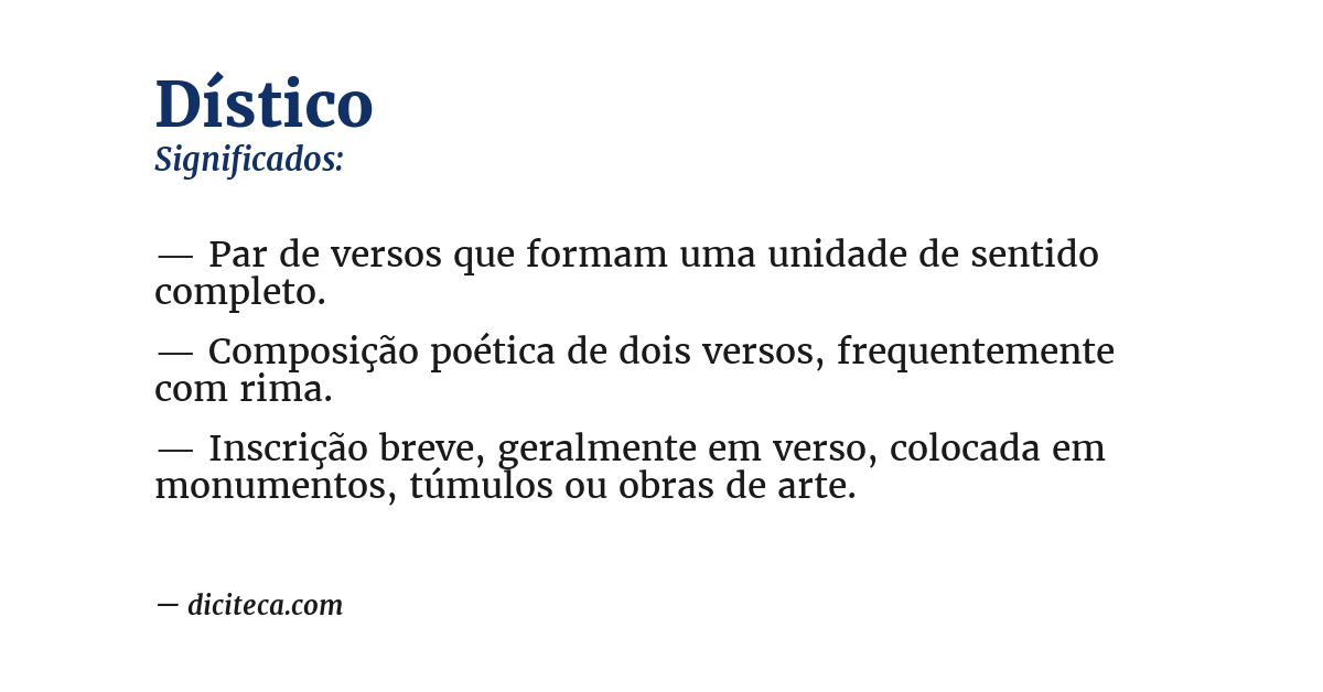 Significado de dístico