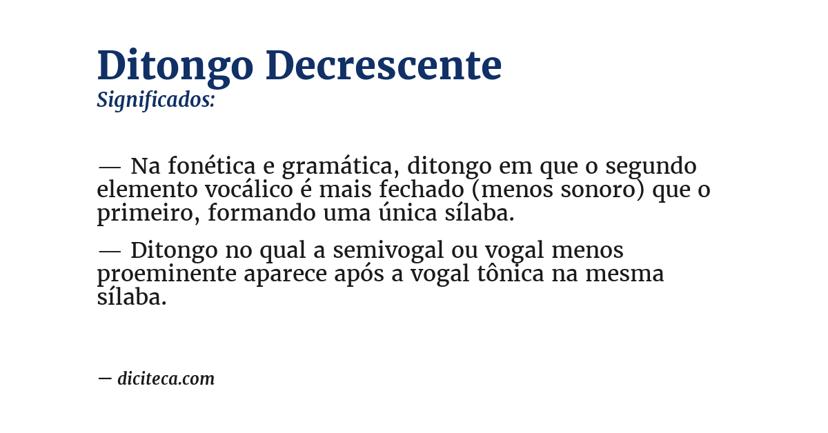 Significado de ditongo decrescente