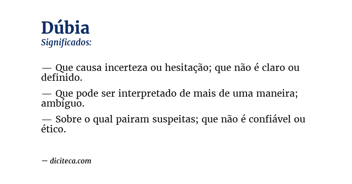 Significado de dúbia
