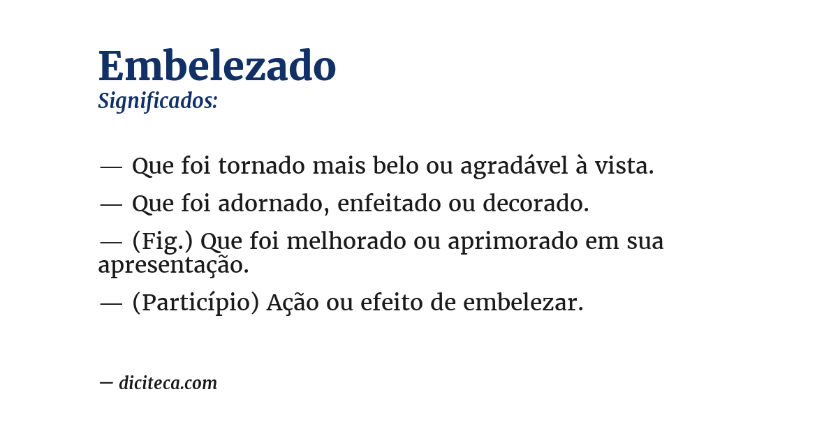 Significado de embelezado
