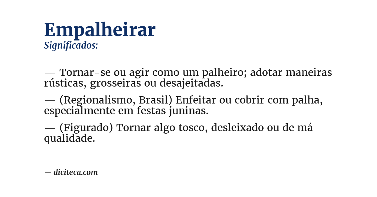 Significado de empalheirar
