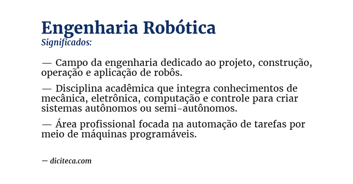 Significado de engenharia robótica