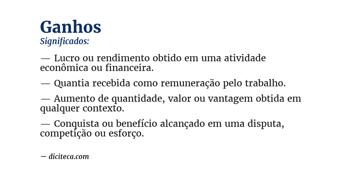 Significado de ganhos