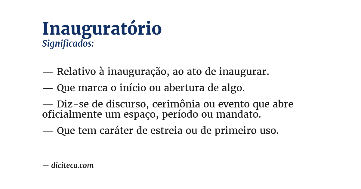 Significado de inauguratório
