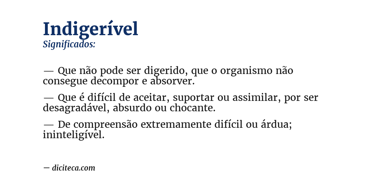 Significado de indigerível