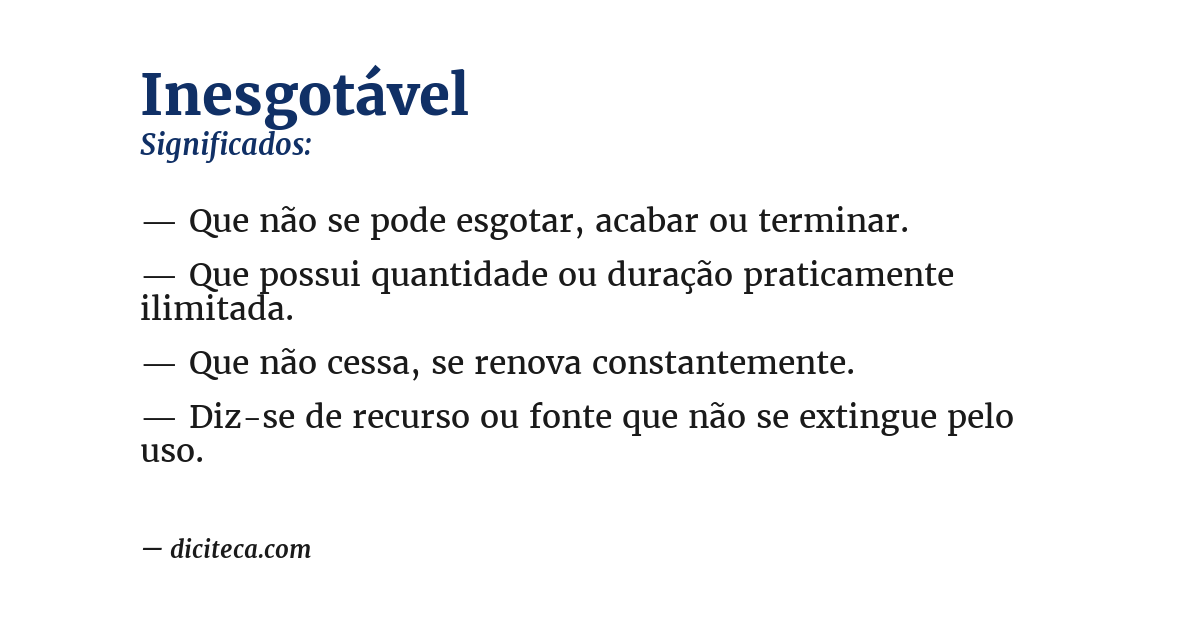 Significado de inesgotável