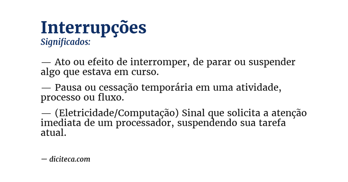 Significado de interrupções