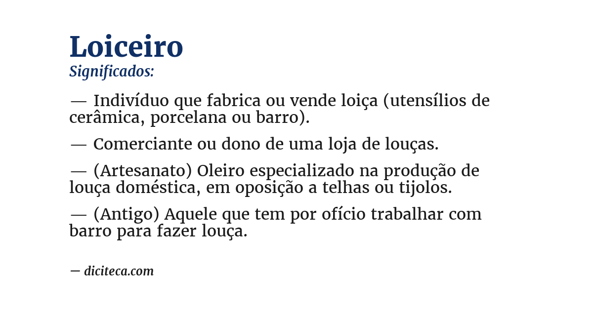 Significado de loiceiro