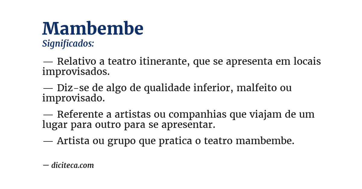 Significado de mambembe