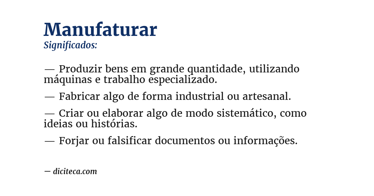 Significado de manufaturar