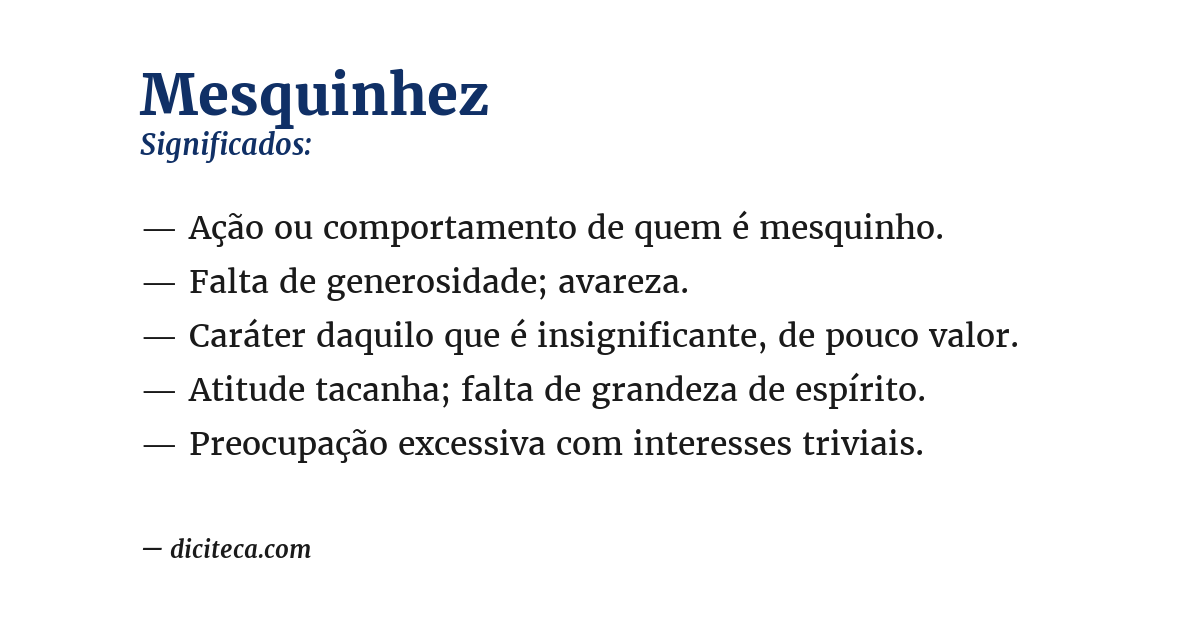 Significado de mesquinhez
