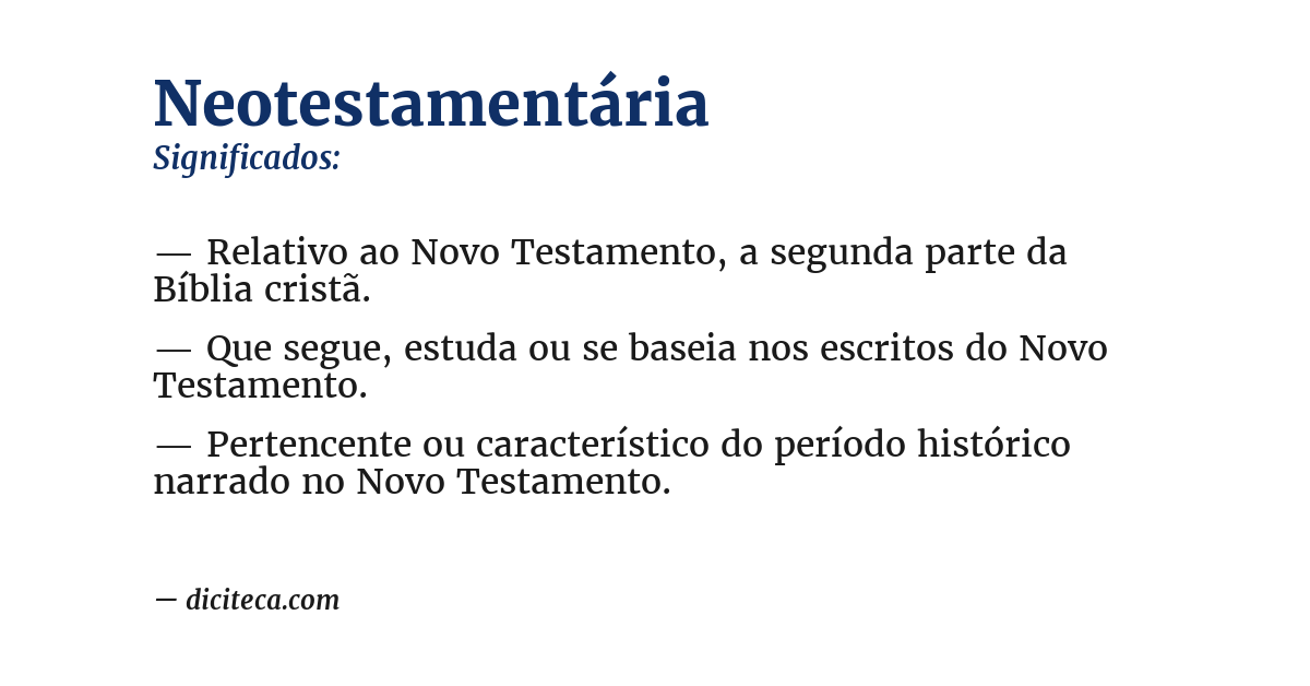 Significado de neotestamentária