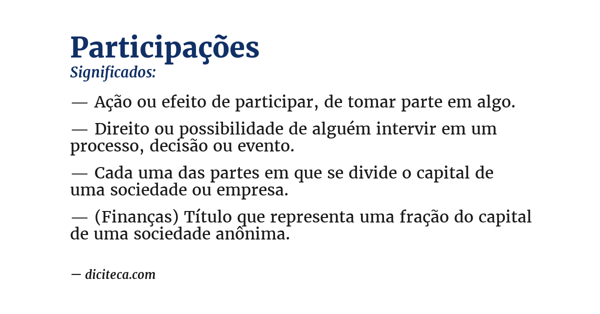 Significado de participações