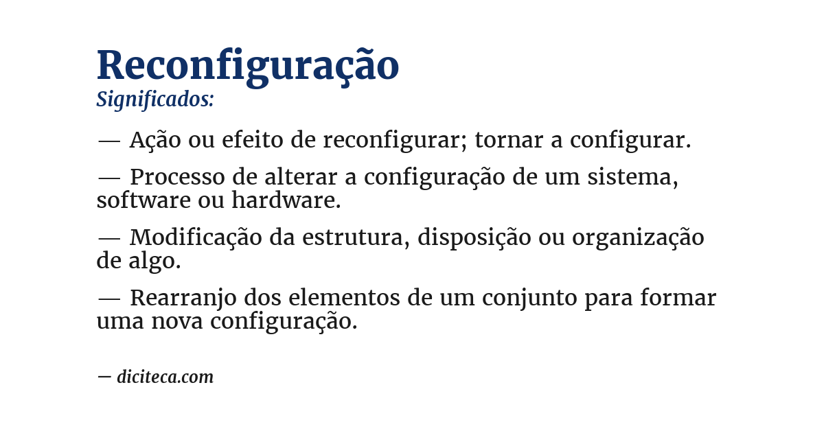 Significado de reconfiguração