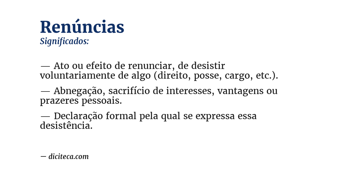 Significado de renúncias
