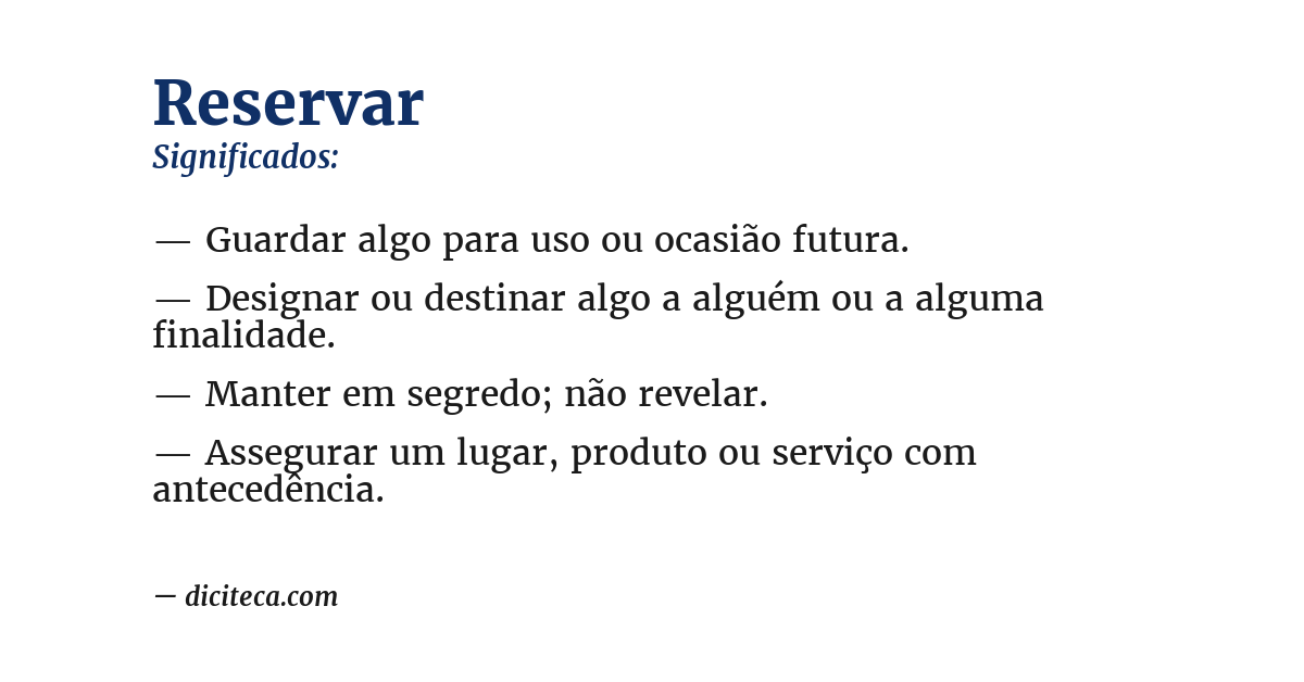Significado de reservar