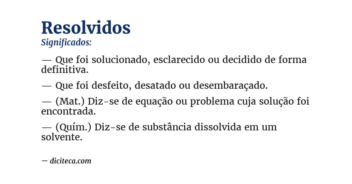 Significado de resolvidos