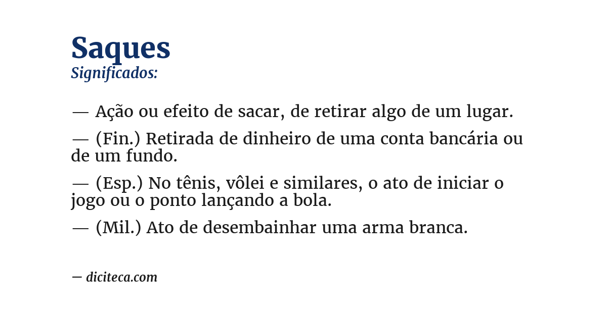 Significado de saques