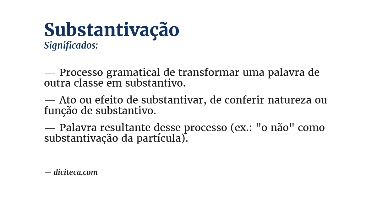 Significado de substantivação
