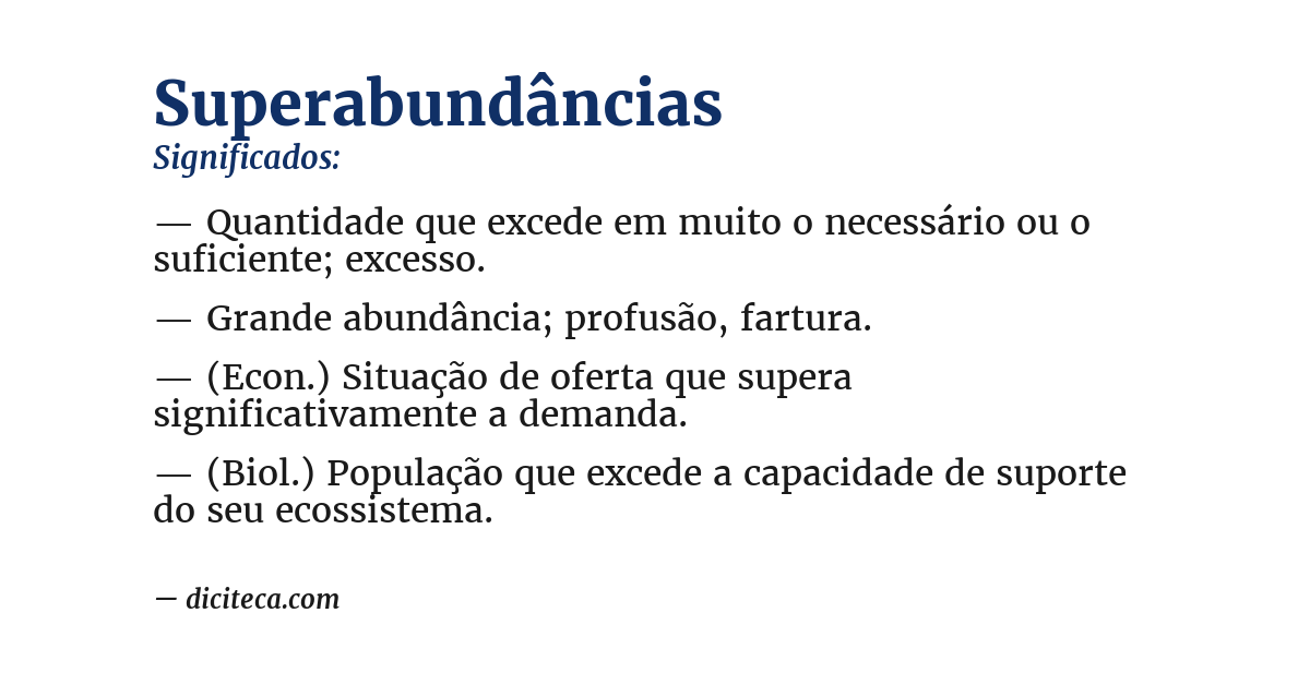 Significado de superabundâncias