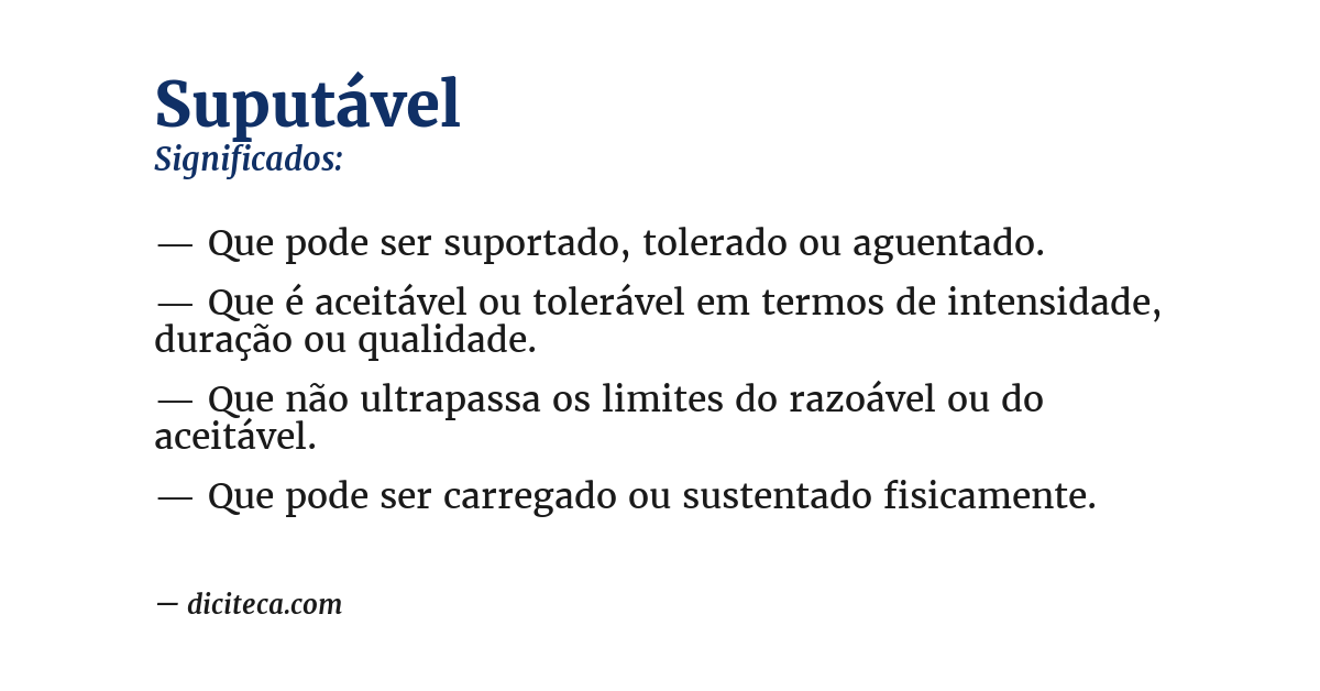 Significado de suputável