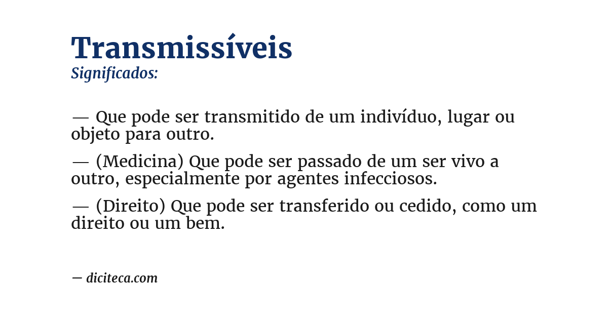 Significado de transmissíveis