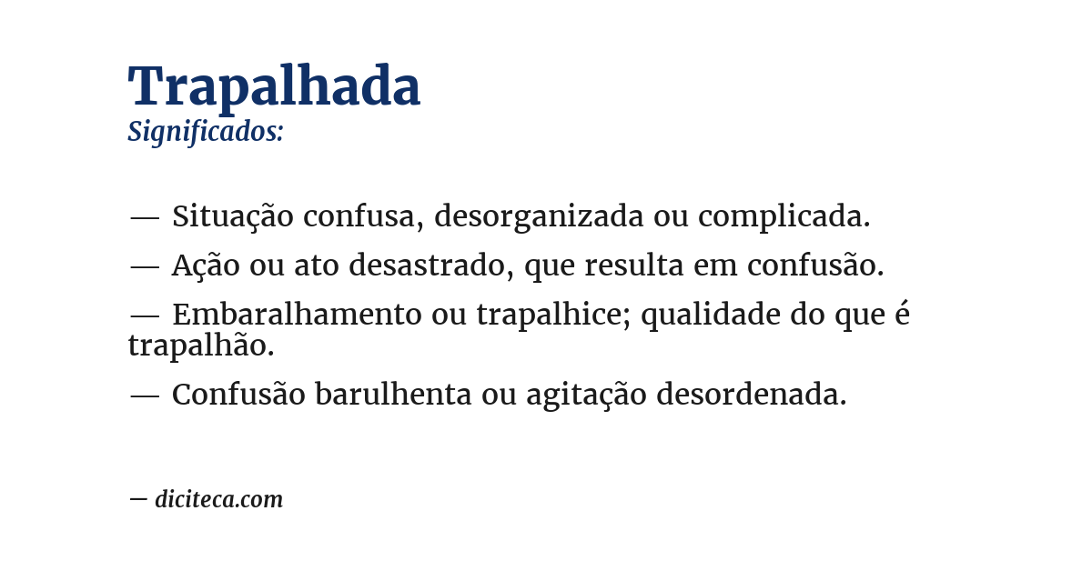 Significado de trapalhada