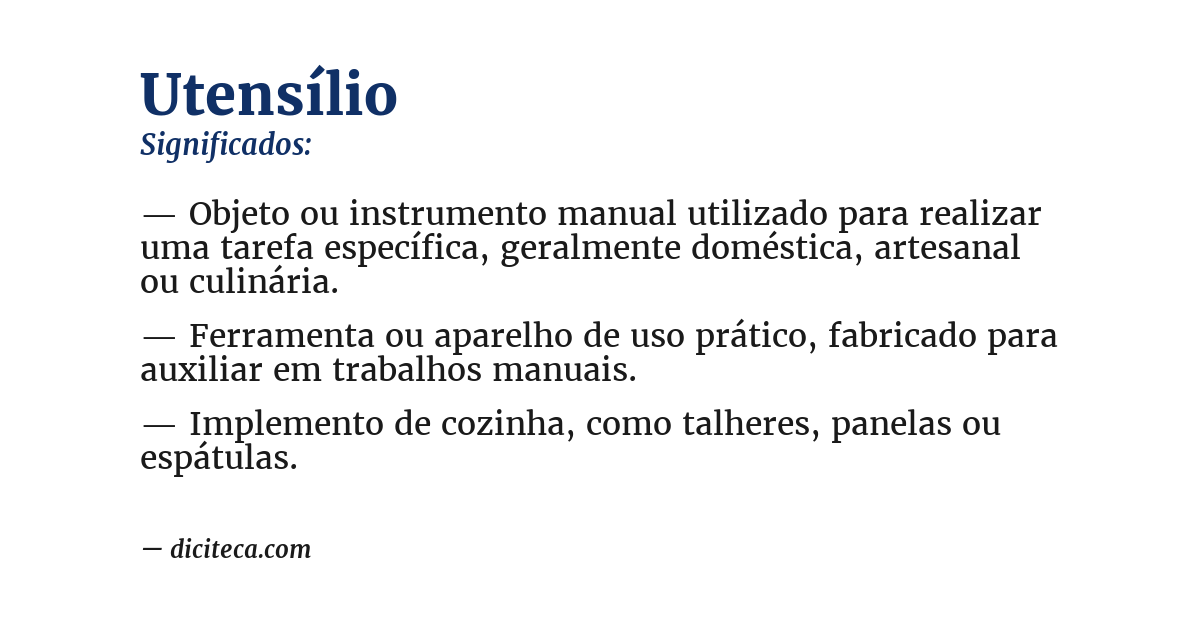 Significado de utensílio