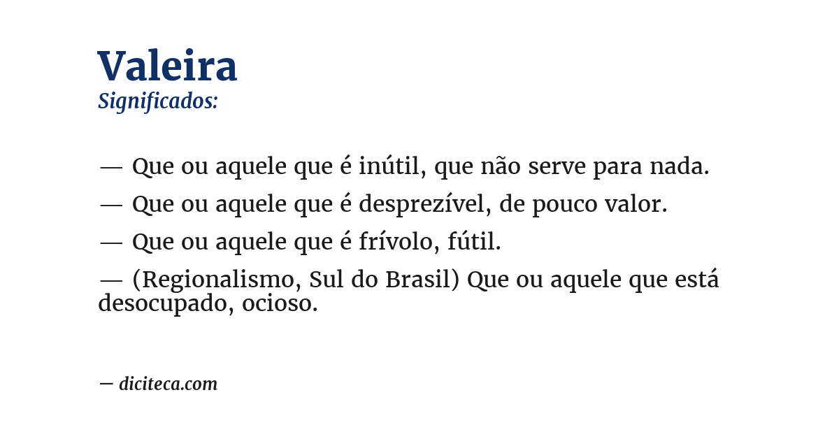 Significado de valeira