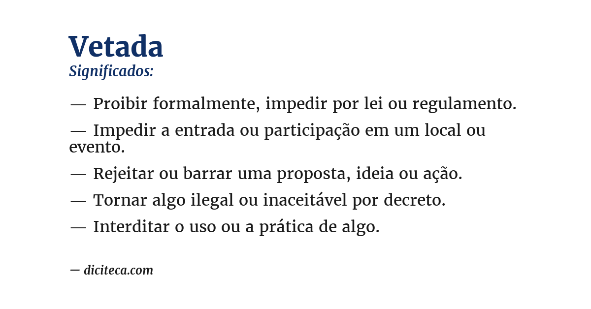 Significado de vetada