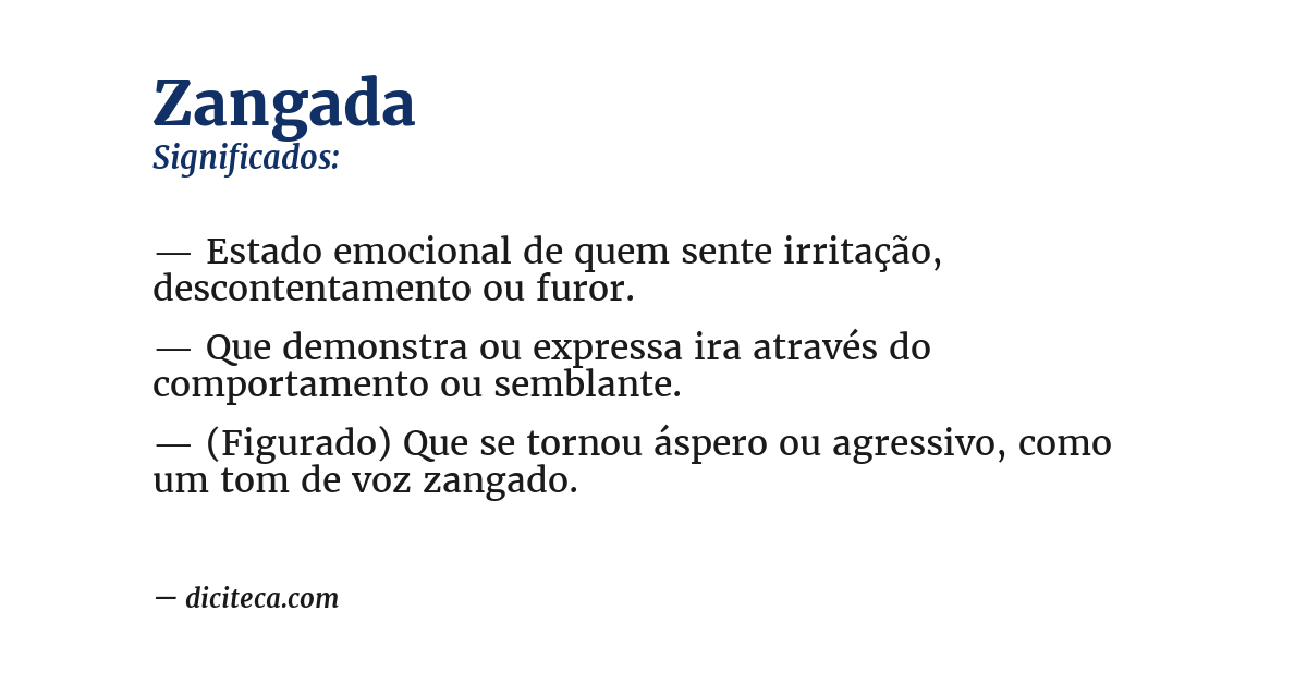 Significado de zangada