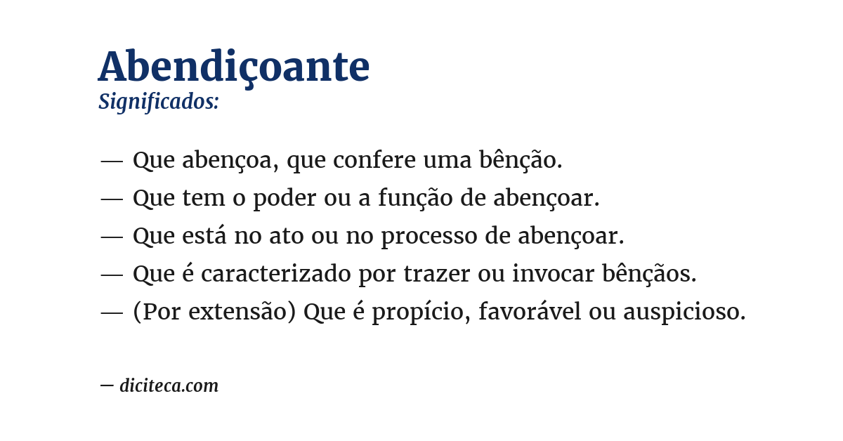Significado de abendiçoante