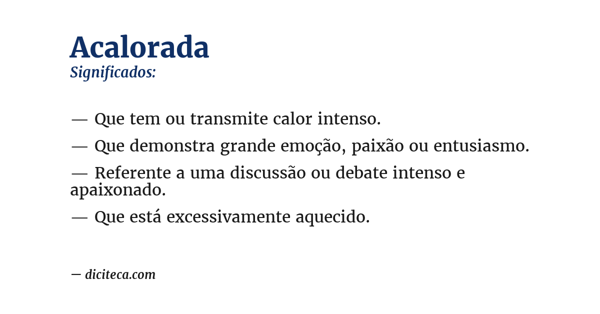 Significado de acalorada