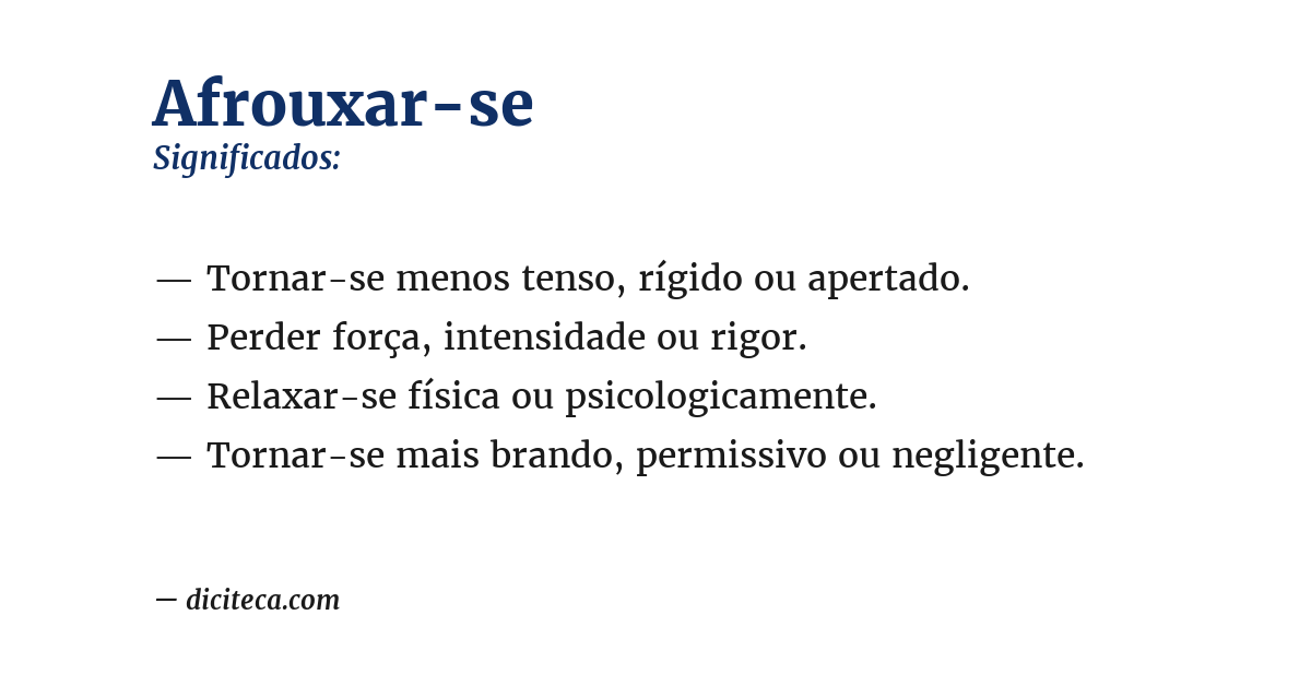 Significado de afrouxar-se