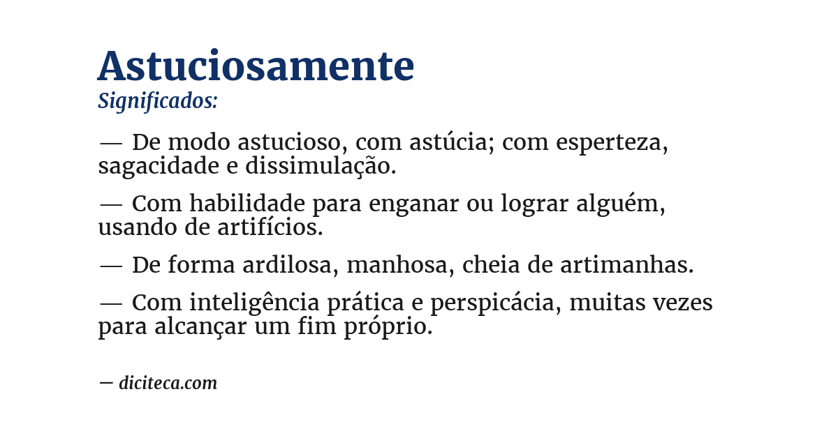 Significado de astuciosamente