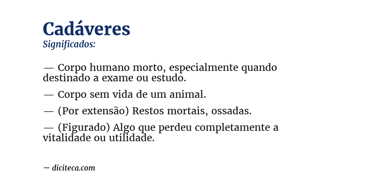 Significado de cadáveres