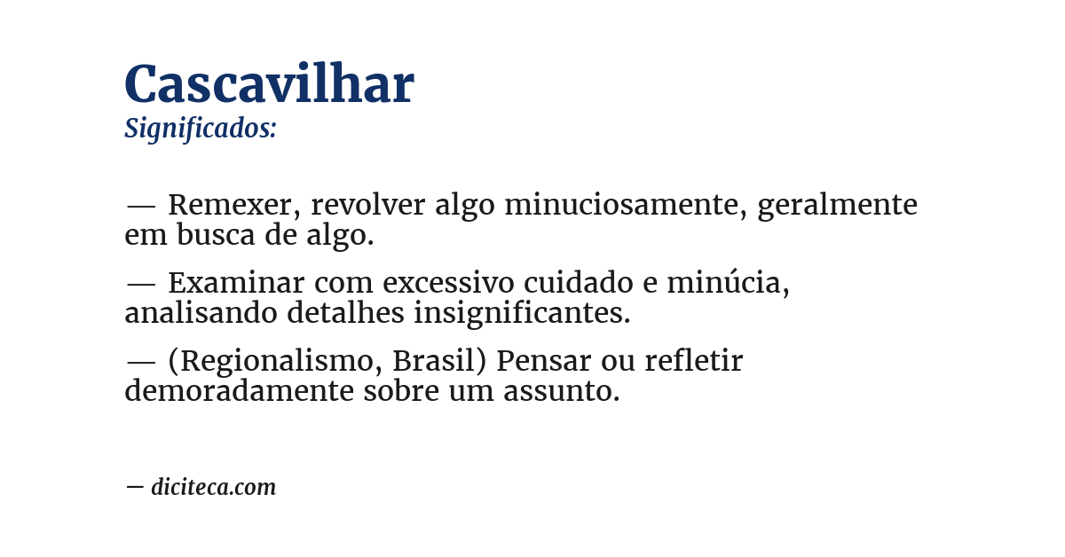 Significado de cascavilhar