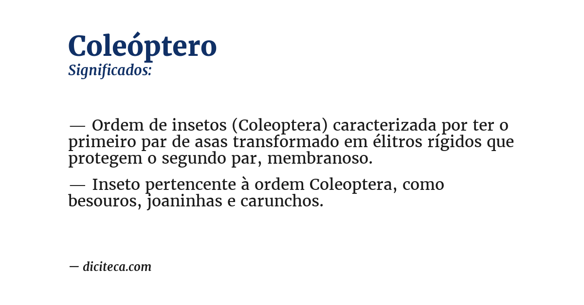 Significado de coleóptero