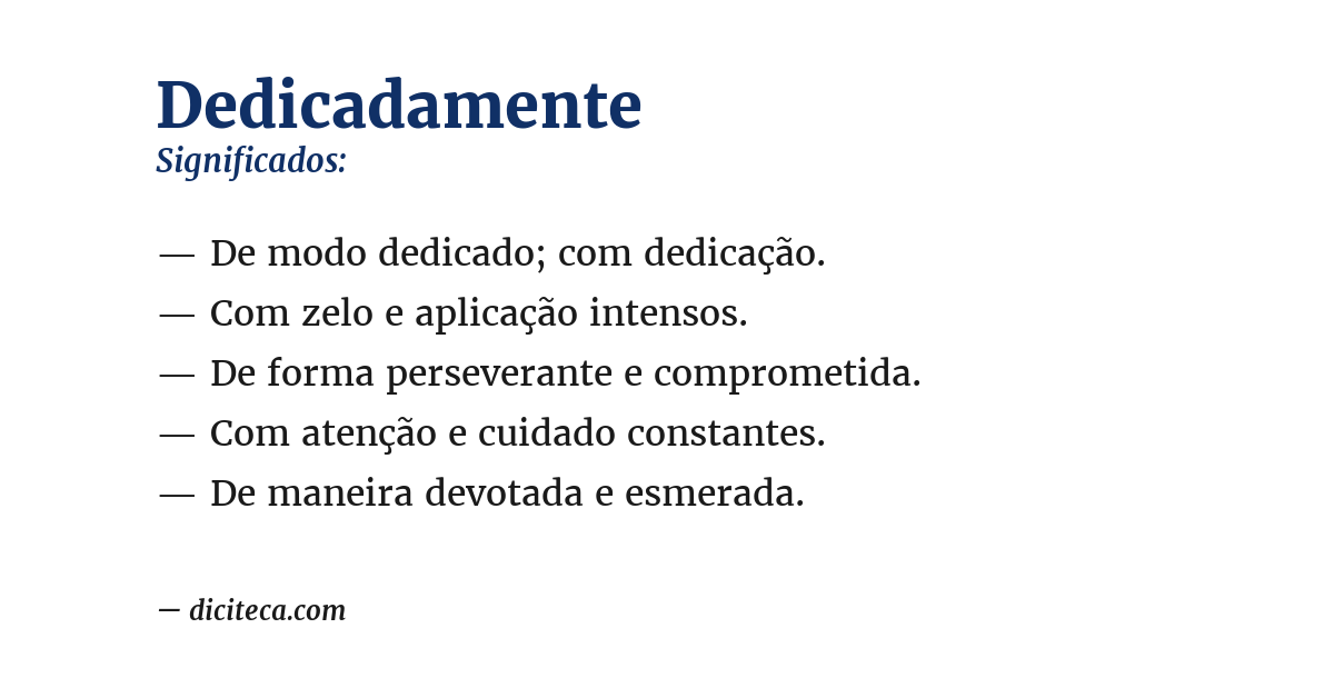Significado de dedicadamente