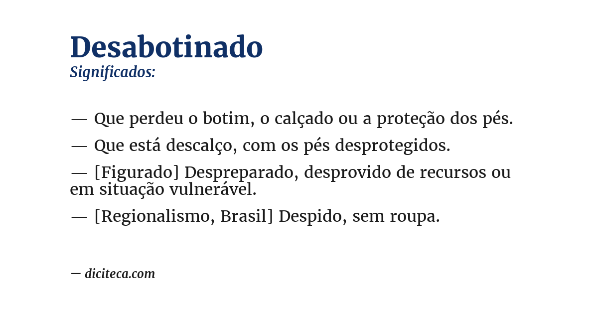 Significado de desabotinado