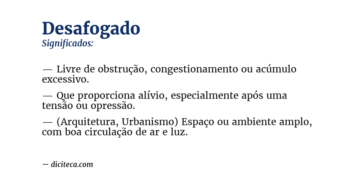 Significado de desafogado