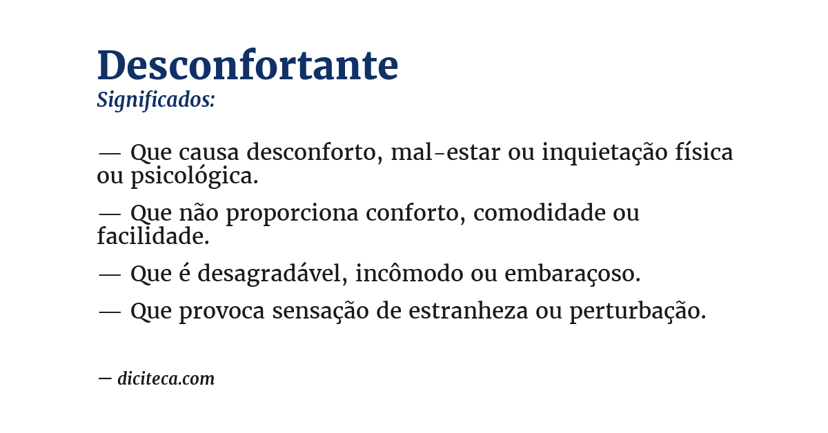 Significado de desconfortante