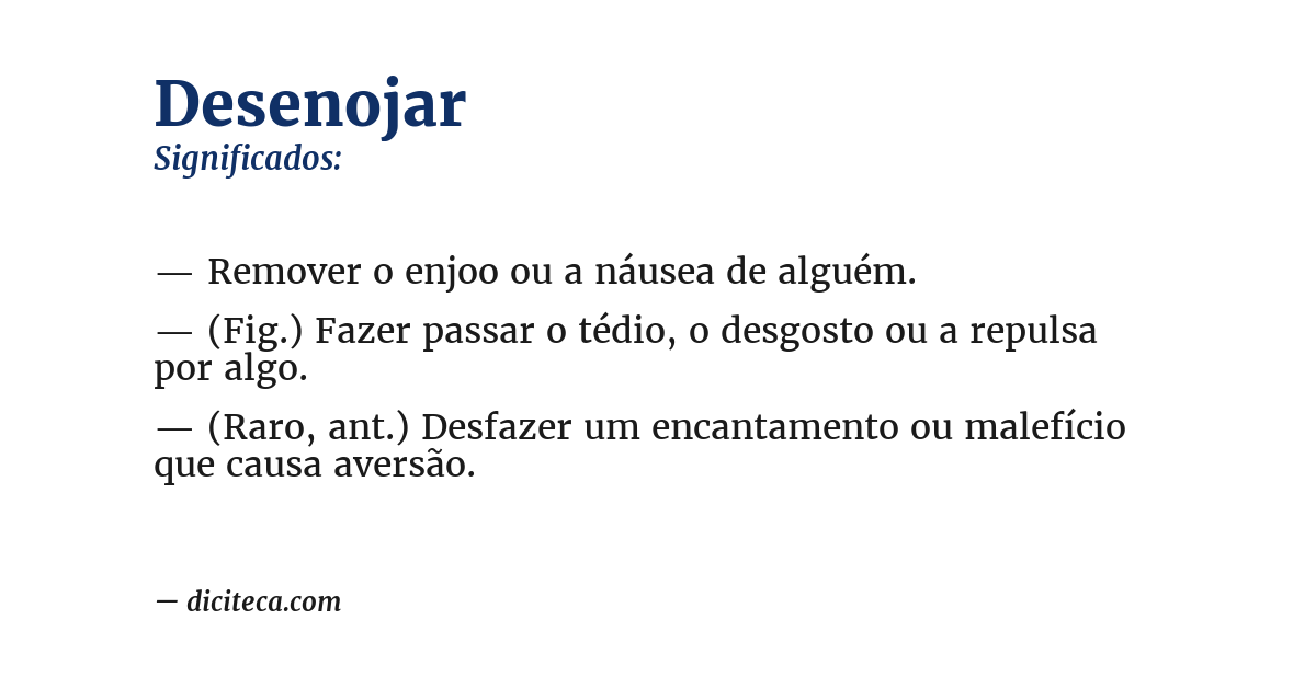 Significado de desenojar